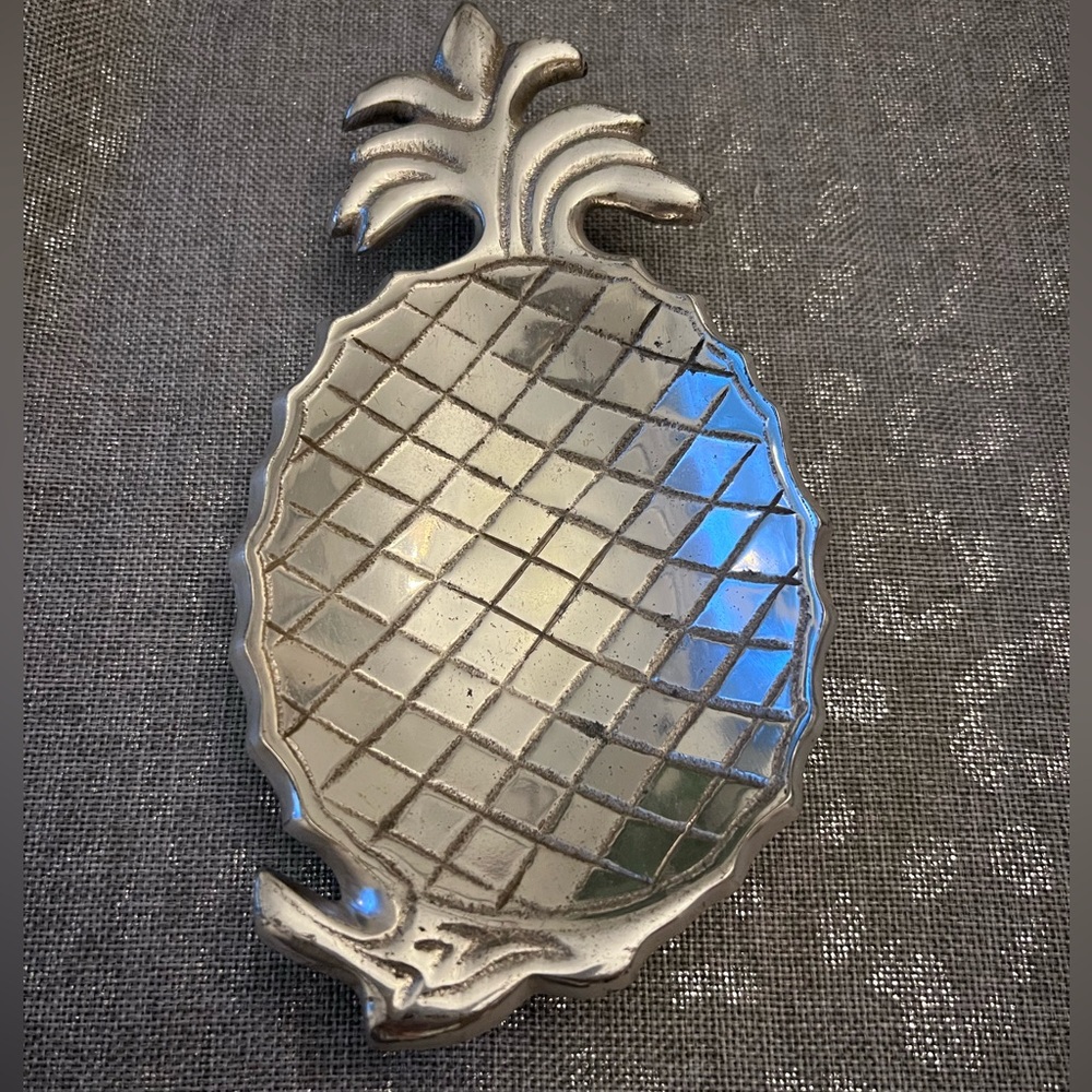 Vintage Pineapple Trinket Pewter Silver decorative tray